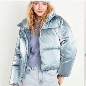 Water-Resistant Shiny Puffer Jacket